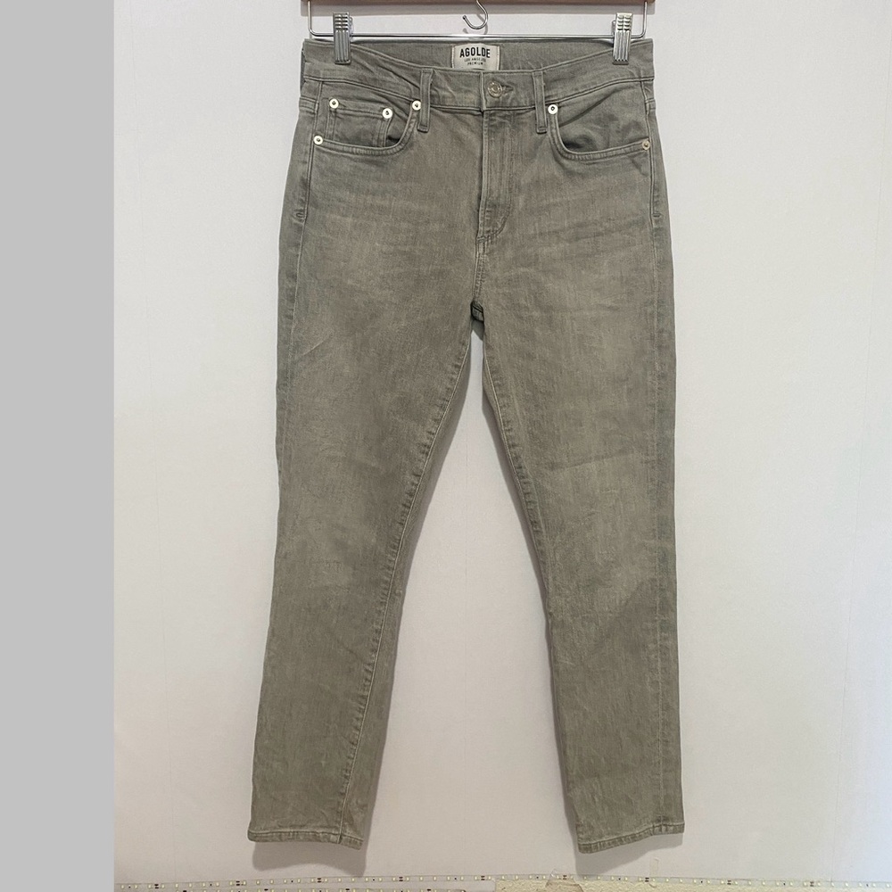 Agolde Jeans Womens Gray Mid-Rise Slim Straight Jeans Size‎ 27 Organic Cotton